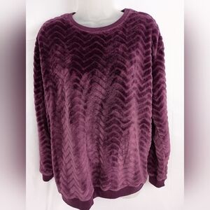 2/$30 FIFTH SUN‎ Plush Purple Chevron Pullover Cozy Warm Sweatshirt (#1,265)